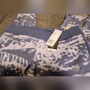 NWT Adidas Women's 3/4 Stretch Pants size Large  Purple greyish=light pink